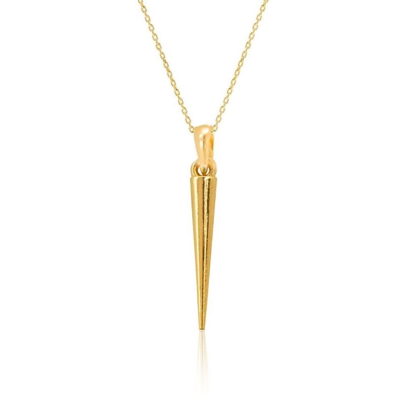 Yellow Gold Plated Long Spike Necklace