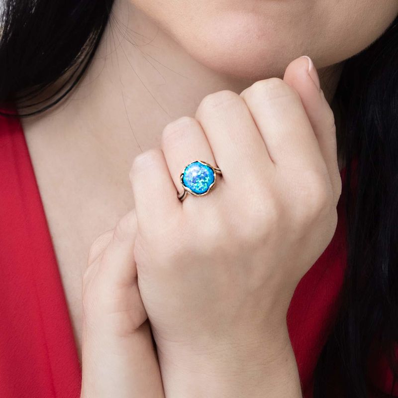Silver Blue Opal Sizable Ring
