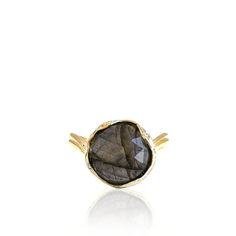 Gold Plated Rose Cut Labradorite Sizable Large Statement Ring