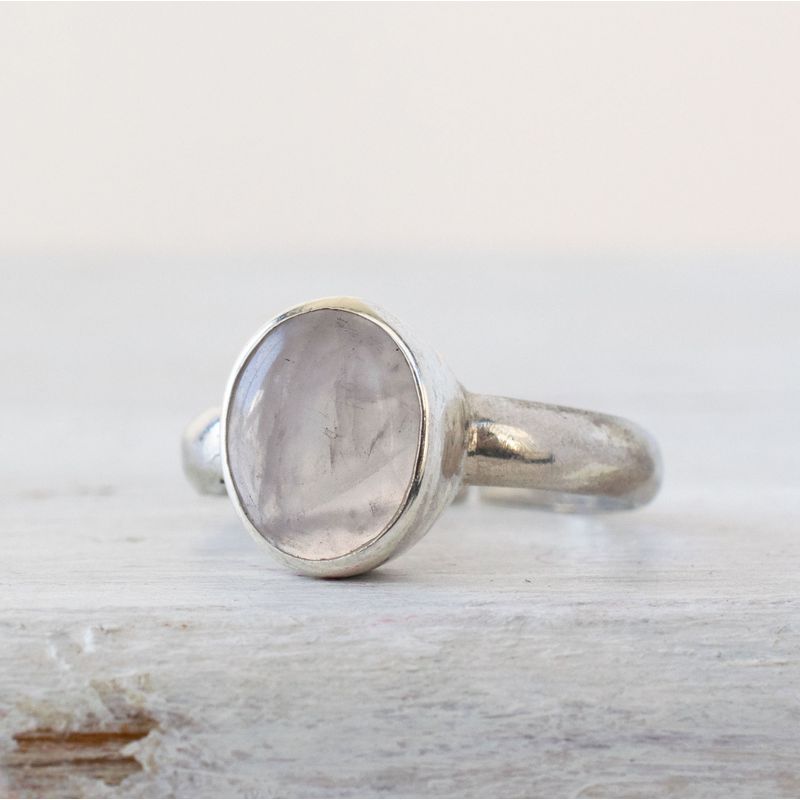 925 Sterling Silver Round White Moonstone 8X10mm Ring