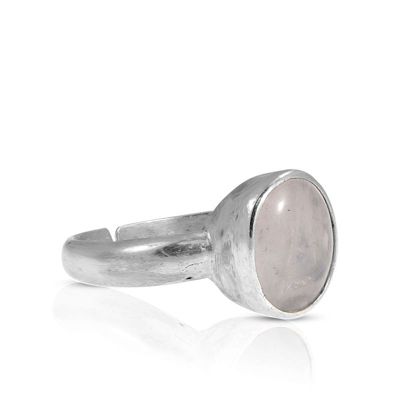 925 Sterling Silver Round White Moonstone 8X10mm Ring