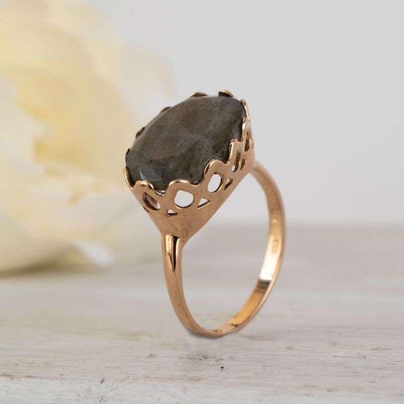 Rose gold shop labradorite ring