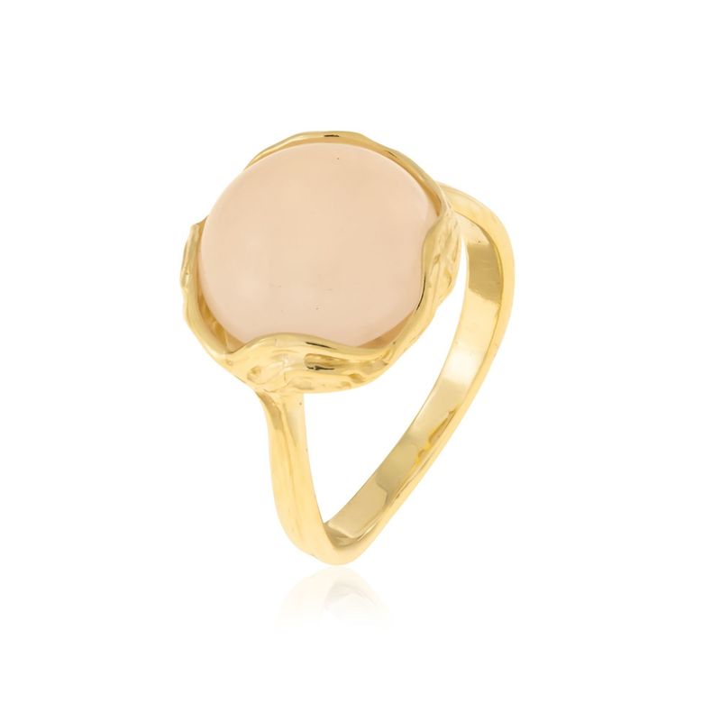 Gold Plated Rose Quartz Sizable Large Statement Ring