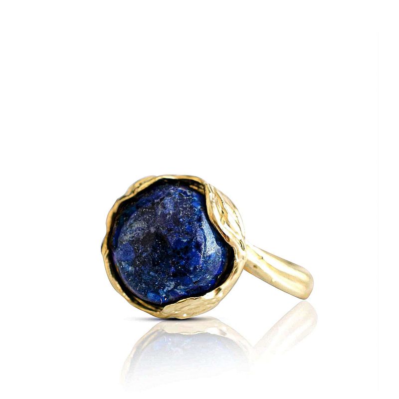 Gold Plated Lapis Lazuli Sizable Large Statement Ring
