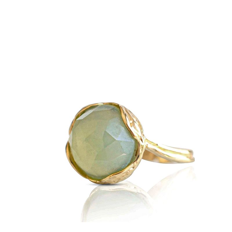 Gold Plated Jade Sizable Large Statement Ring
