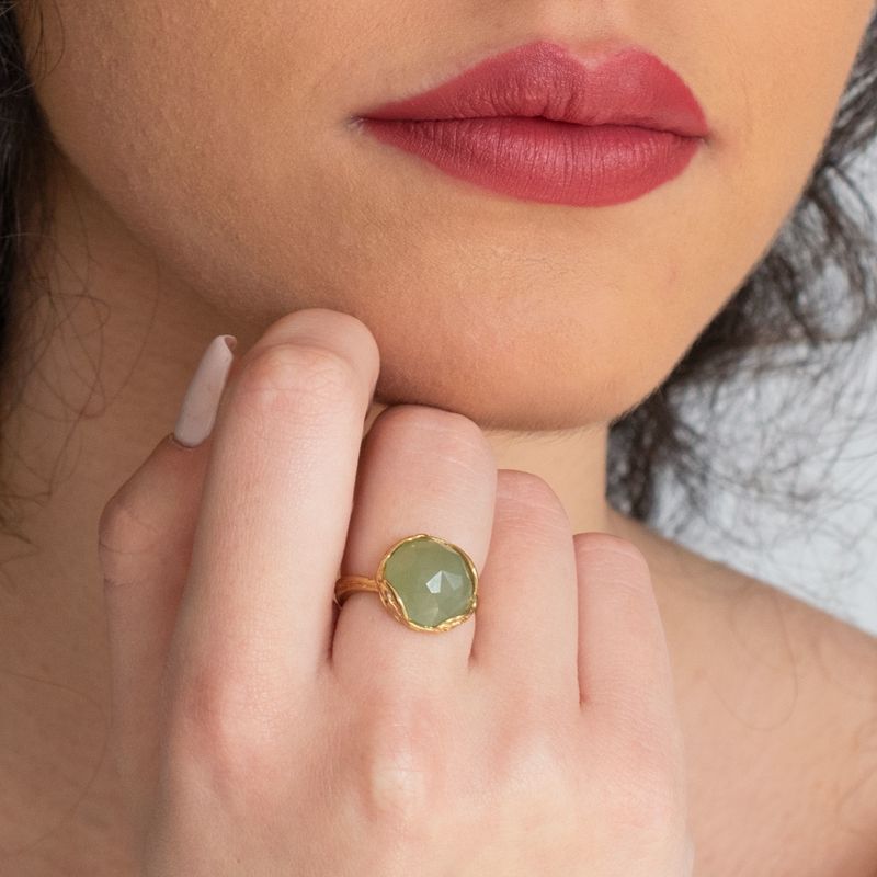 Gold Plated Jade Sizable Large Statement Ring