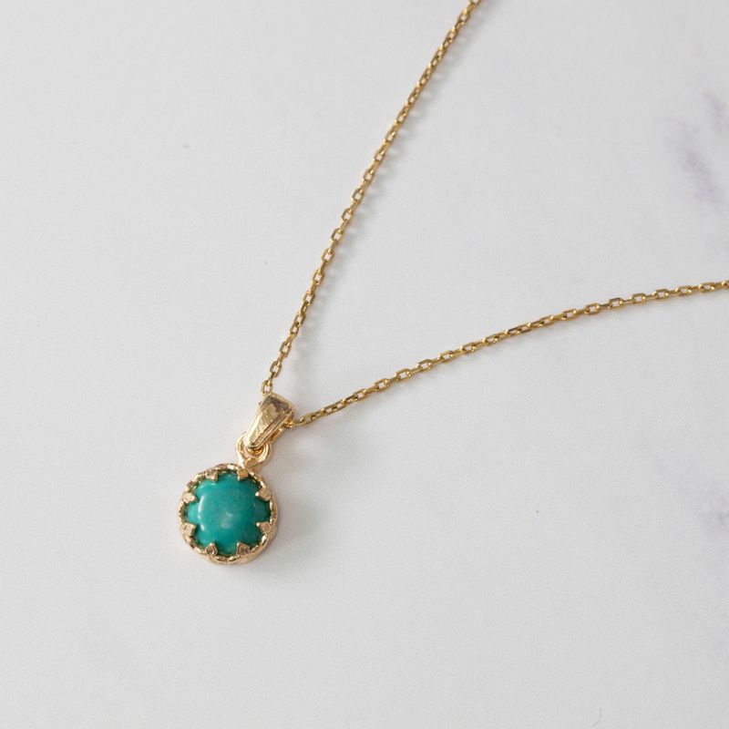 Gold Plated Round Pendant Inlaid with Turquoise