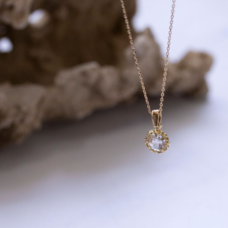 Yellow Gold Plated Pendant Inlaid with White Cubic zirconia