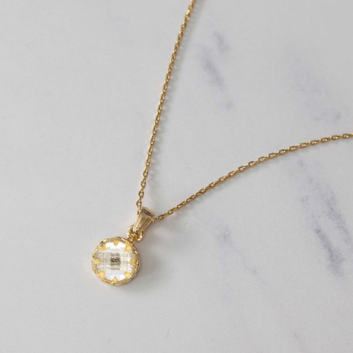 Yellow Gold Plated Pendant Inlaid with White Cubic zirconia