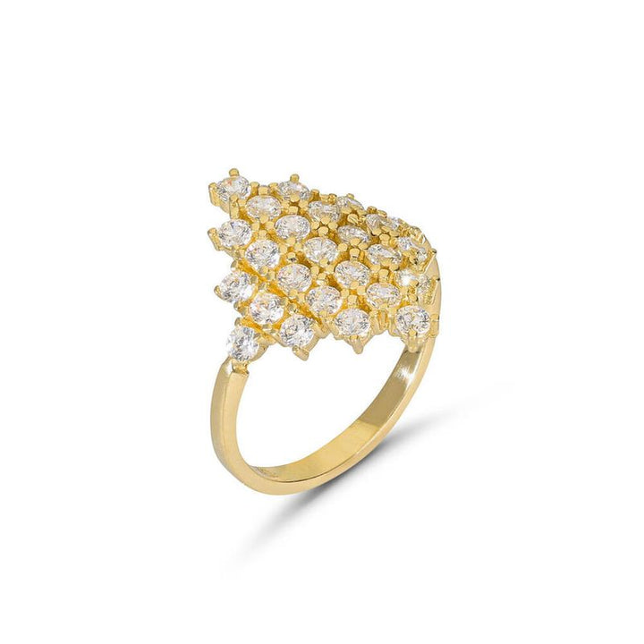 14K Yellow Gold 25 White CZ Stones Decorate Ring