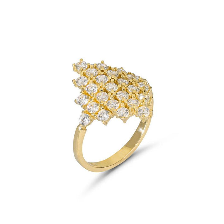 14K Yellow Gold 25 White CZ Stones Decorate Ring