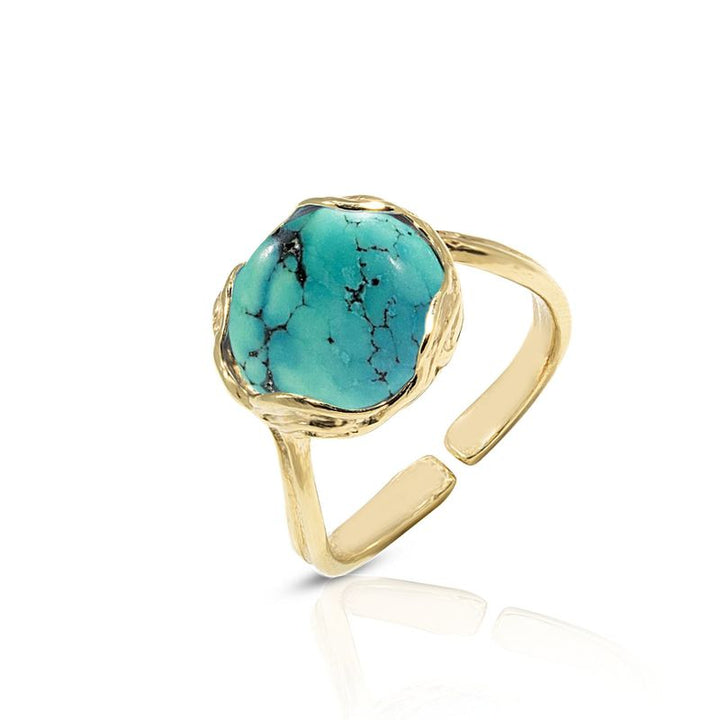 Gold Plated Turquoise Sizable Large Statement Ring