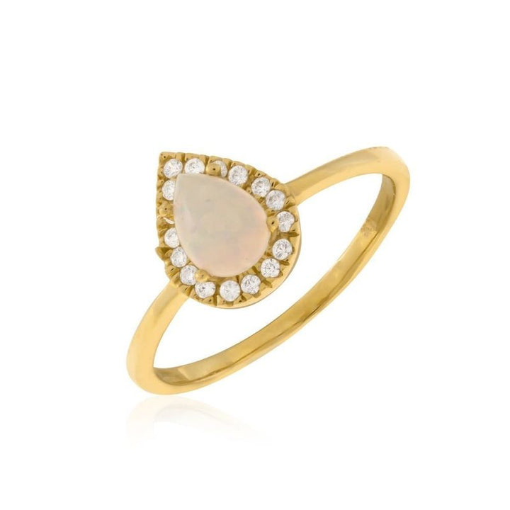 14K Yellow Gold Teardrop Pink Rose Quartz 5X7mm Ring