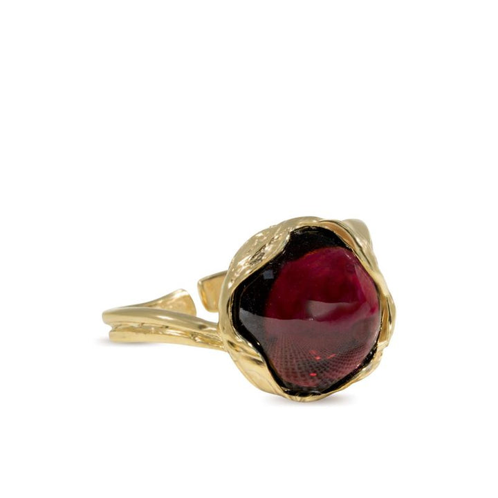 Gold Plated Garnet Sizable Large Statement Ring