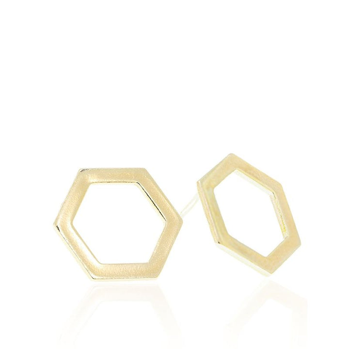 Yellow Gold Plated Hexagon Geometric Earrings