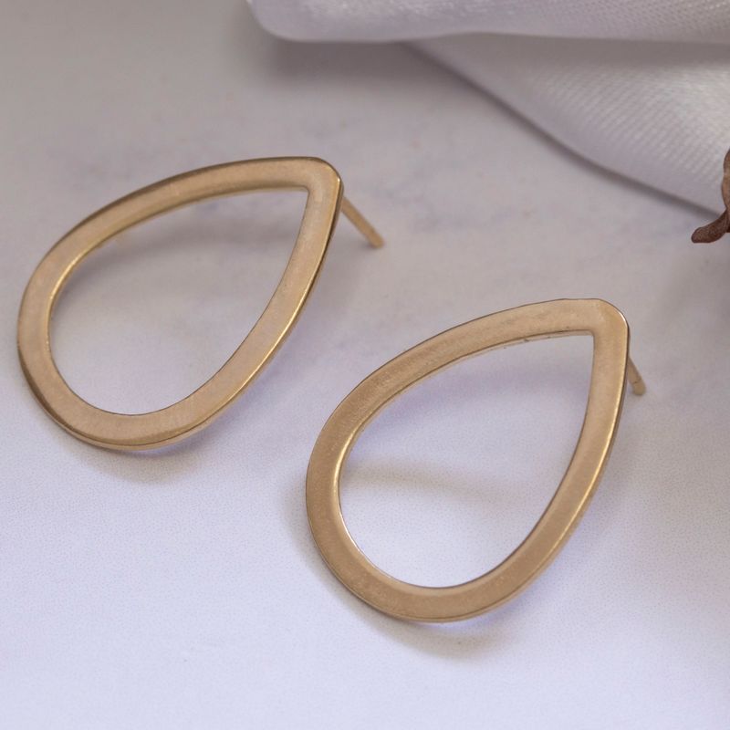 Yellow Gold Plated Teardrop Geometric Earrings