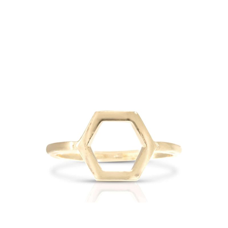 Yellow Gold Plated Hexagon Geometric Ring