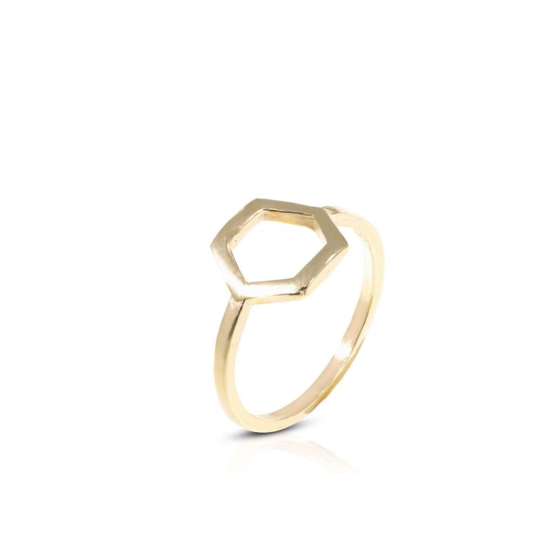 Yellow Gold Plated Hexagon Geometric Ring