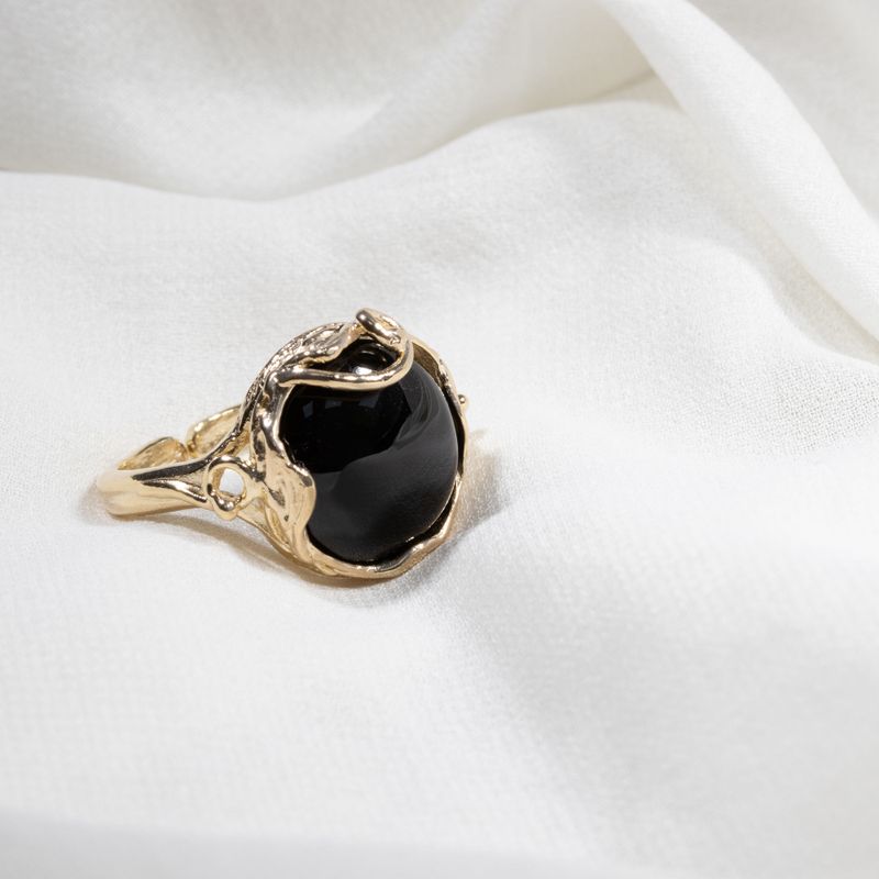 Yellow Gold Plated Onyx Sizable Ring