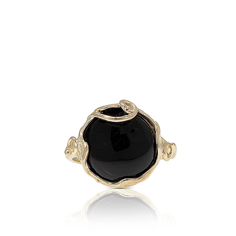 Yellow Gold Plated Onyx Sizable Ring