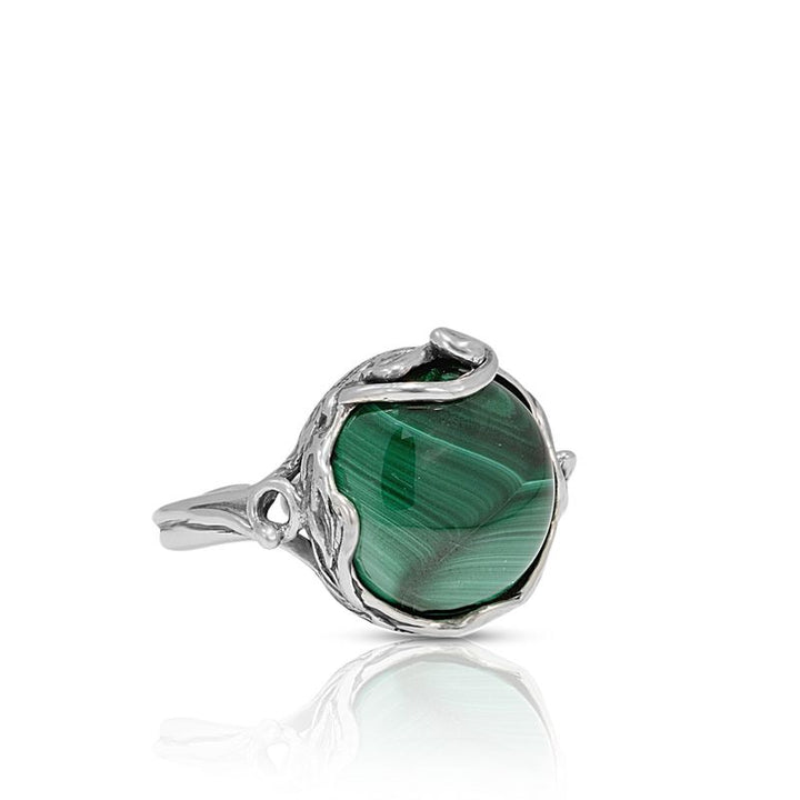 Silver Sizable Malachite Ring