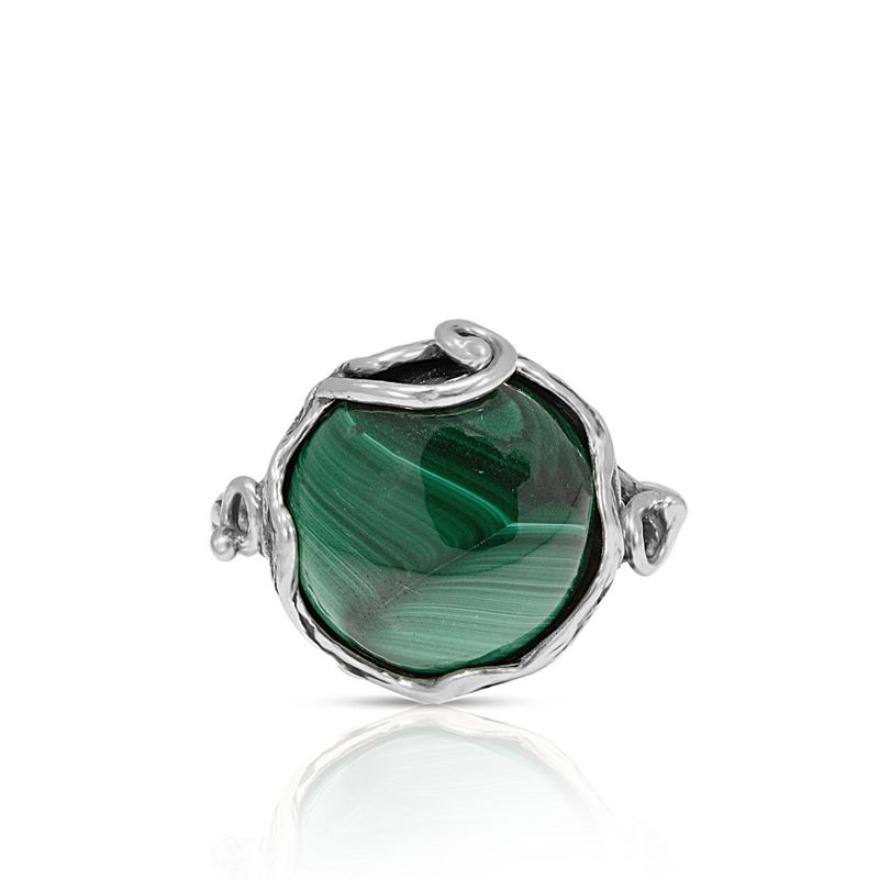 Silver Sizable Malachite Ring