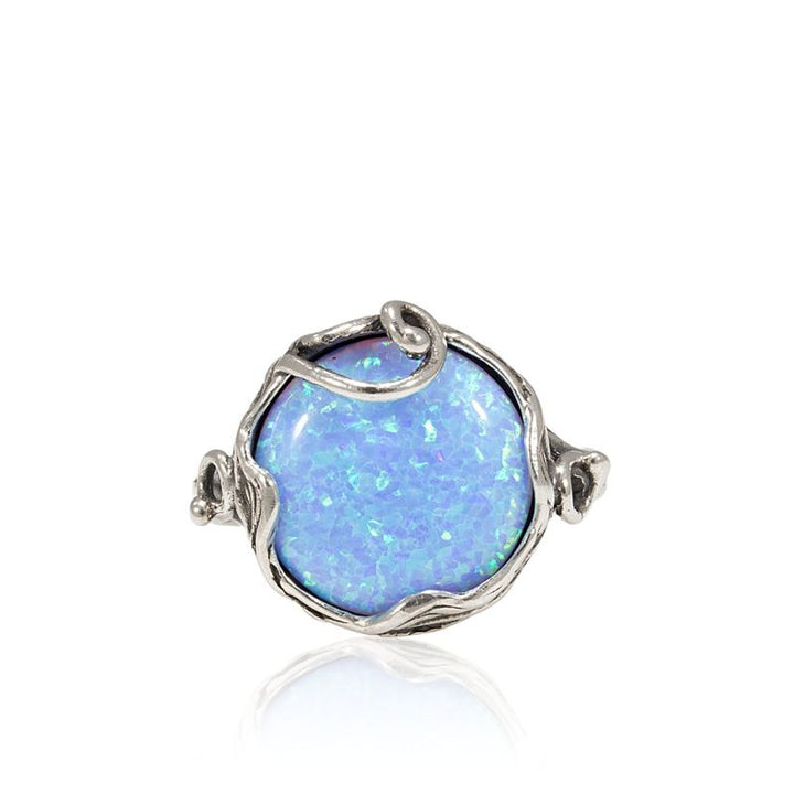 Blue Opal Silver Sizable Ring