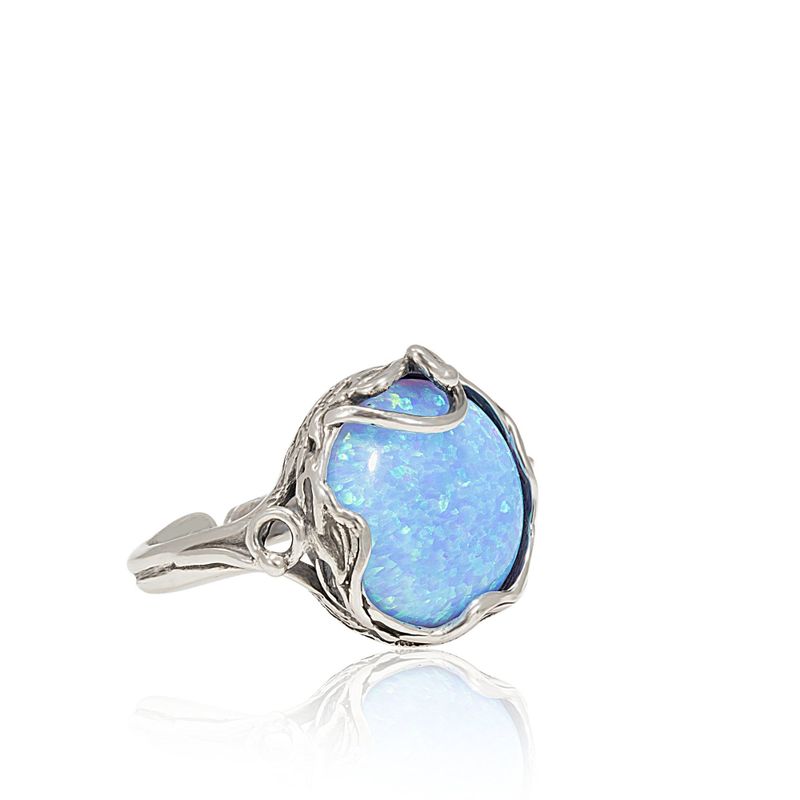 Blue Opal Silver Sizable Ring