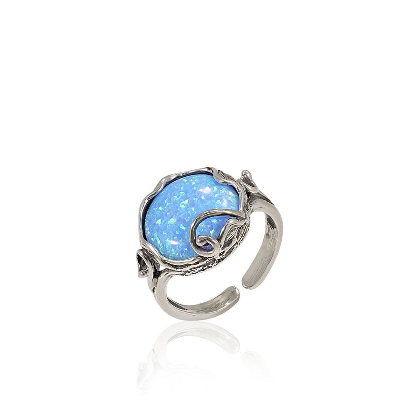 Blue Opal Silver Sizable Ring