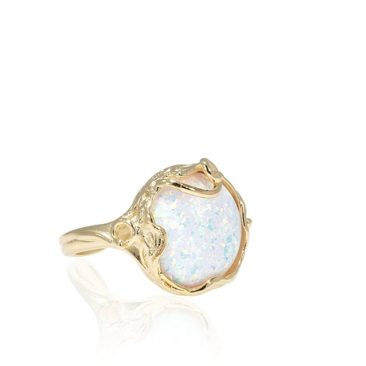 White Opal Gold Plated Sizable Ring