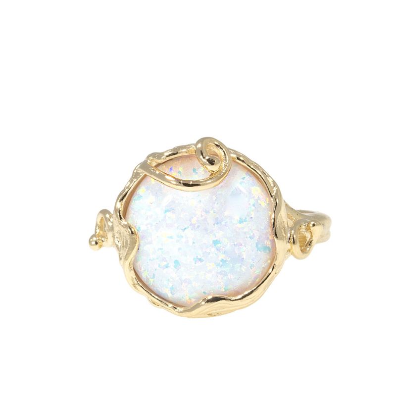 White Opal Gold Plated Sizable Ring