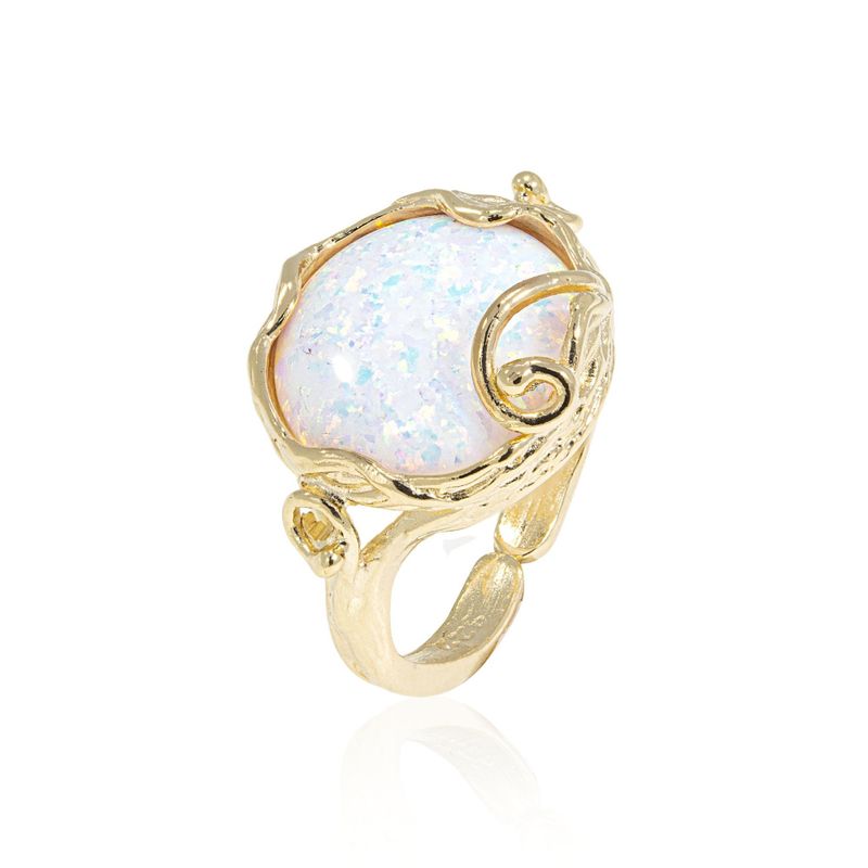 White Opal Gold Plated Sizable Ring