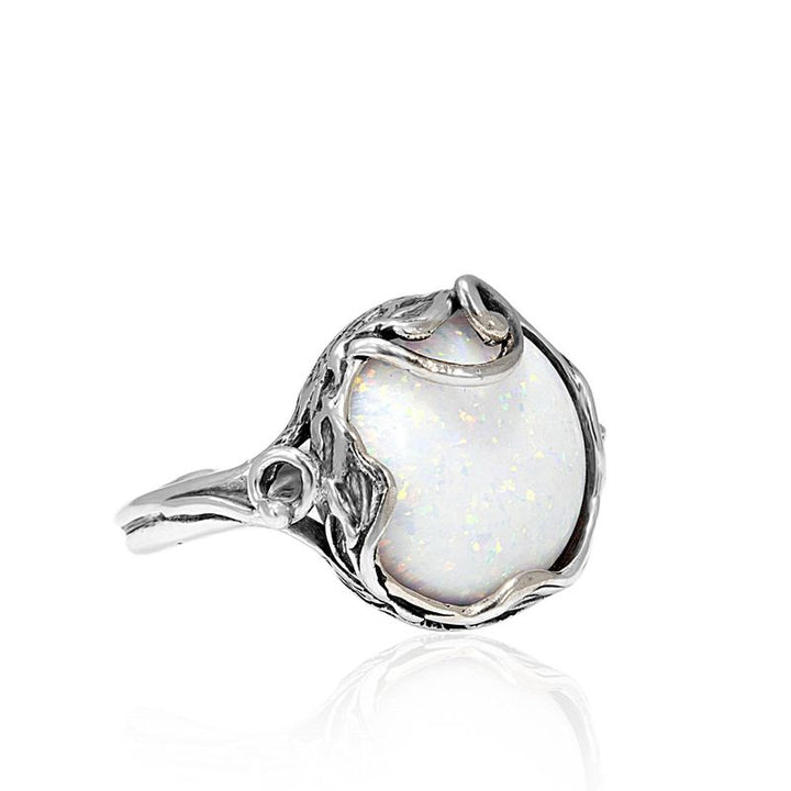White Opal Silver Sizable Ring