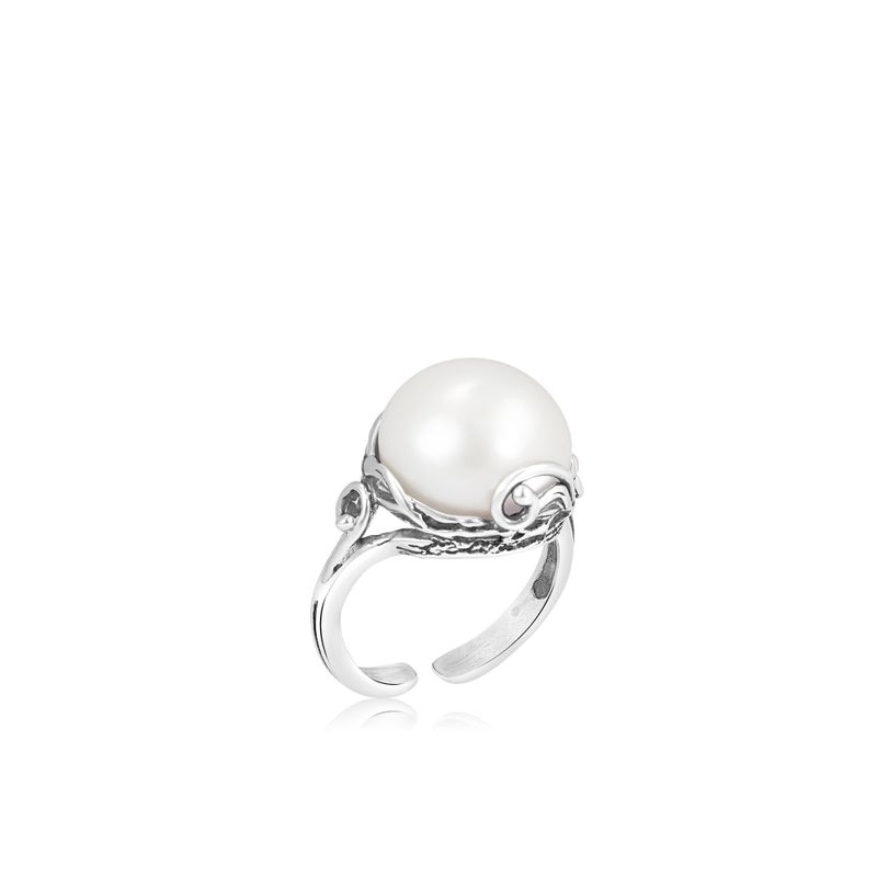 925 Sterling Silver Sizable Ring Inlaid With Pearl