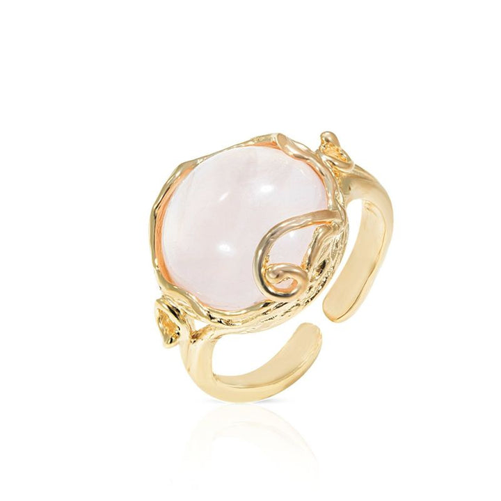 Rose Quartz Gold Plated Sizable Ring