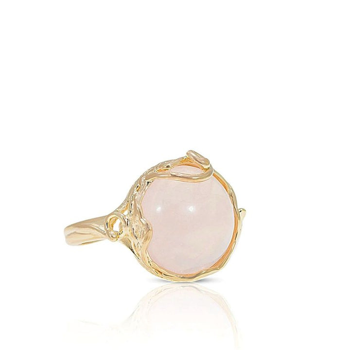 Rose Quartz Gold Plated Sizable Ring