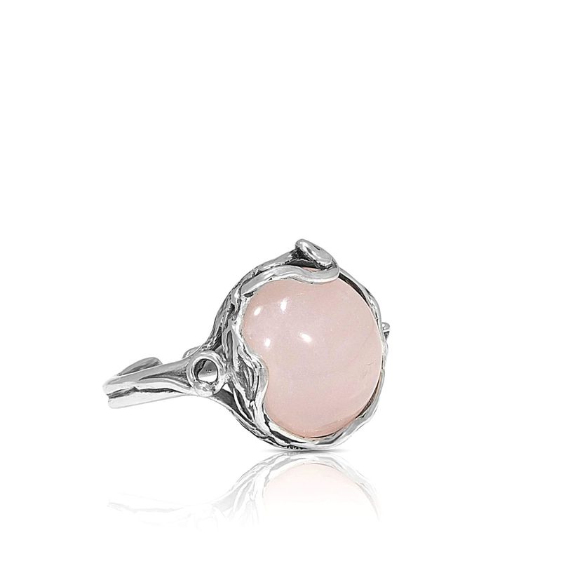 Rose Quartz Silver Sizable Ring