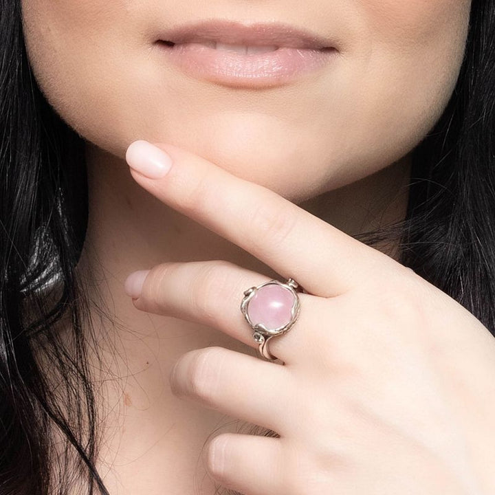 Rose Quartz Silver Sizable Ring