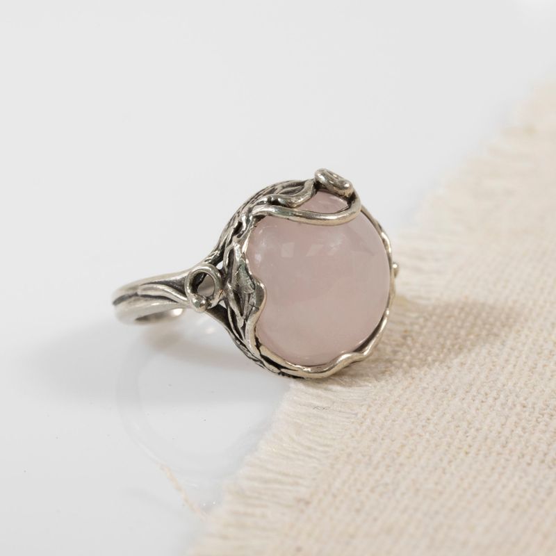 Rose Quartz Silver Sizable Ring