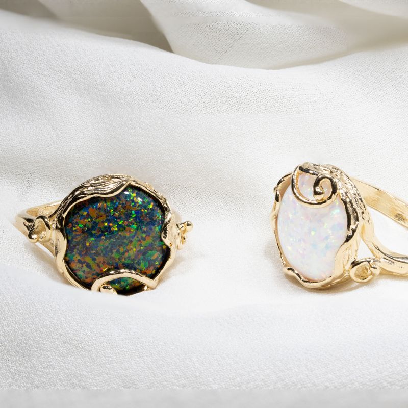 Black Opal  Gold Plated Sizable Ring