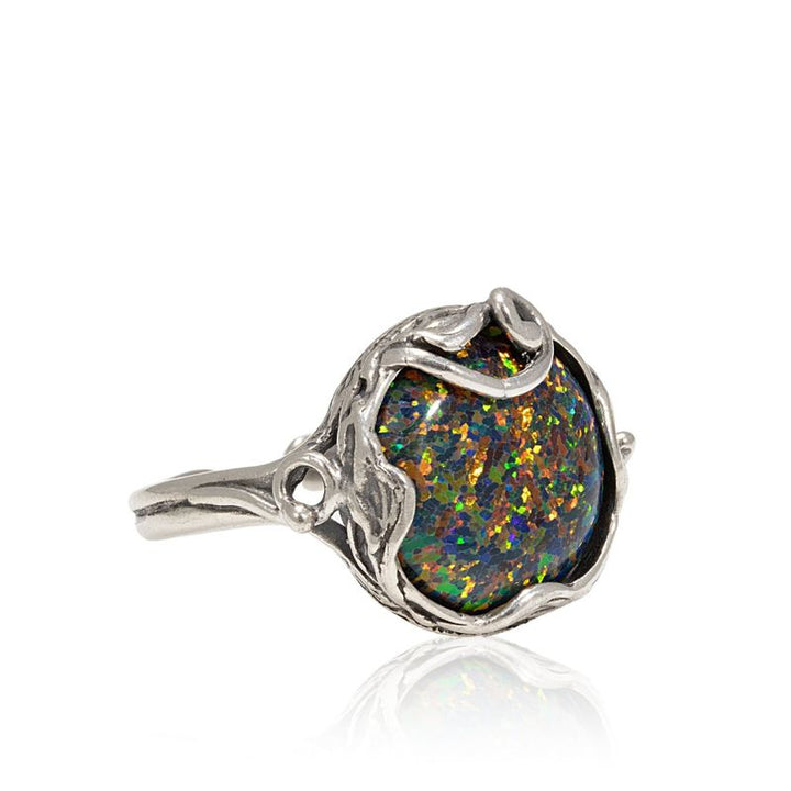 Black Opal Silver Sizable Ring