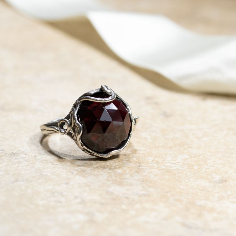 Garnet Silver Sizable Ring