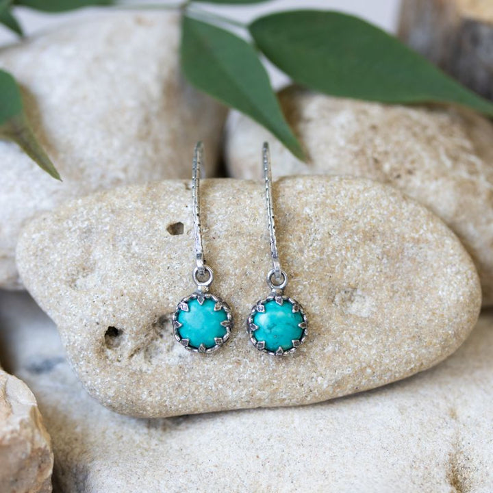 925 Silver Drop Earrings Inlaid with Turquoise