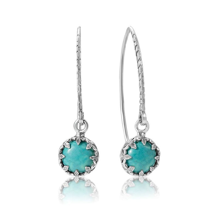 925 Silver Drop Earrings Inlaid with Turquoise