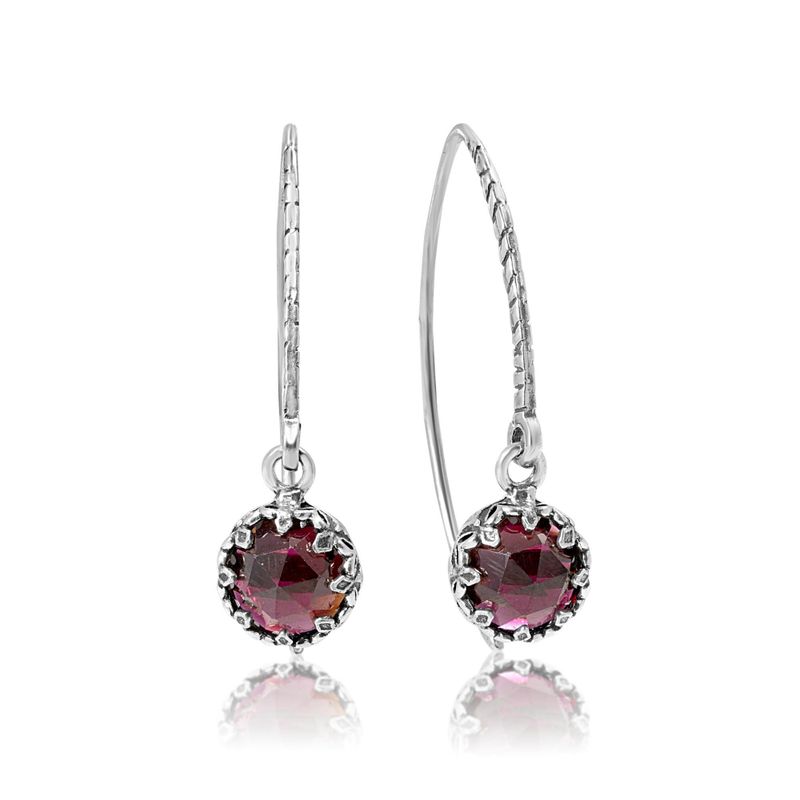 925 Silver Drop Earrings Inlaid with Garnet