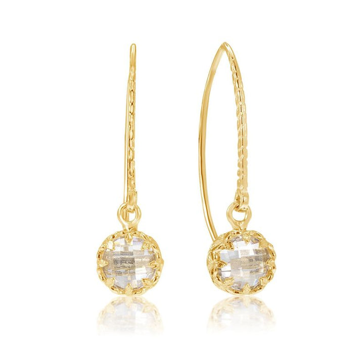 Yellow Gold Plated Earrings Inlaid with white Cubic zirconia