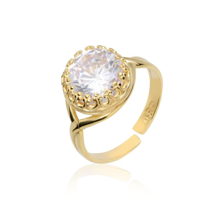 Yellow Gold Plated White Cubic Zirconia Sizable Ring