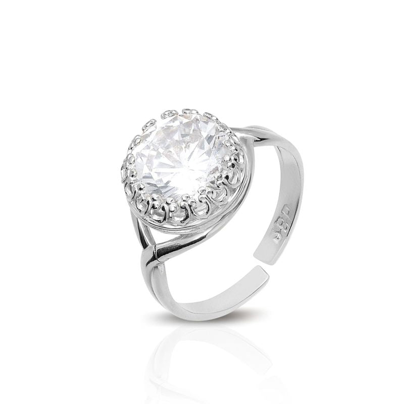 925 Sterling Silver White Cubic Zirconia Sizable Ring
