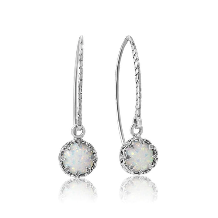 925 Silver Drop Earrings Inlaid with White Opal
