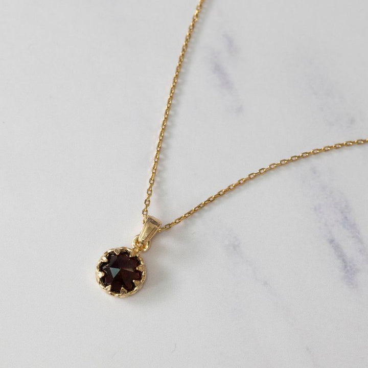 Gold Plated Pendant Inlaid with Brown Smoky Quartz